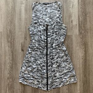 Forever 21 Black and White Specs Zipper Front Casual Daytime Mini Dress